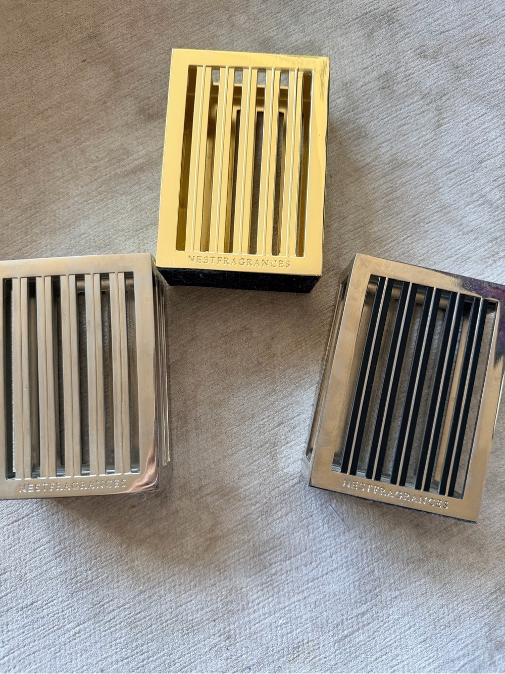 NEST Fragrances Gold Silver Tones Diffuser Holder Bundle